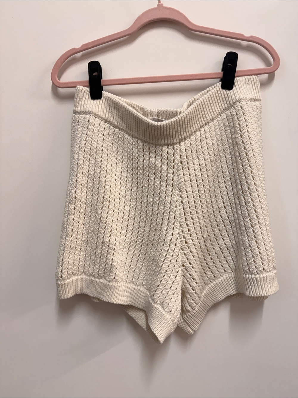 Fashion Nova Cream Knit High-Waist Lounge Shorts